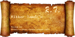 Rikker Tamás névjegykártya